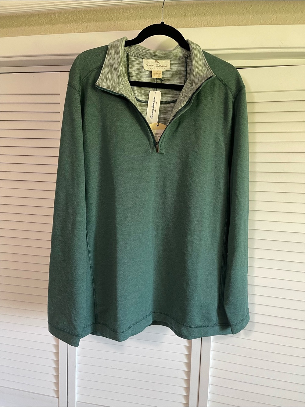 New Tommy Bahama Switch It Up Reversible half-zip pullover forest green S large